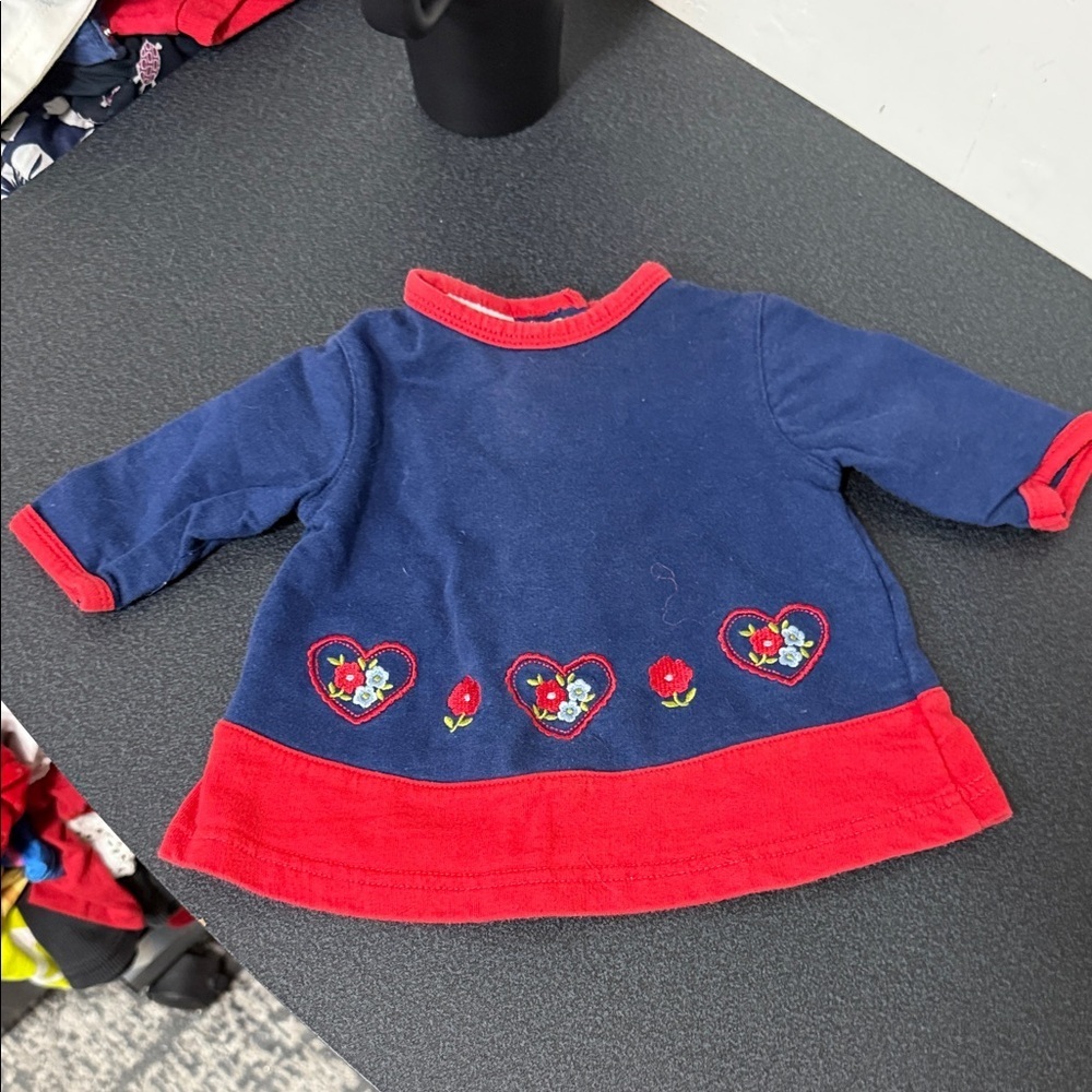 Miniwear Navy and Red Baby Sweater with Heart Embroidery